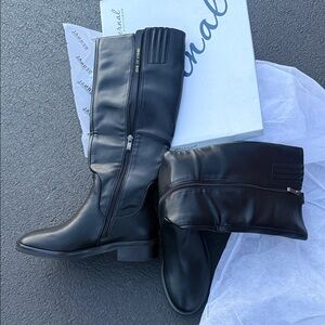 Bernal Black Leather Knee-High Zip Boots